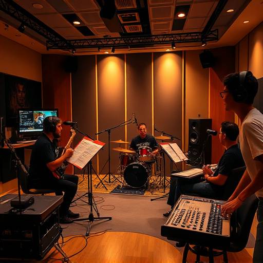 Band recording in the Sonic Bloom Studios control room